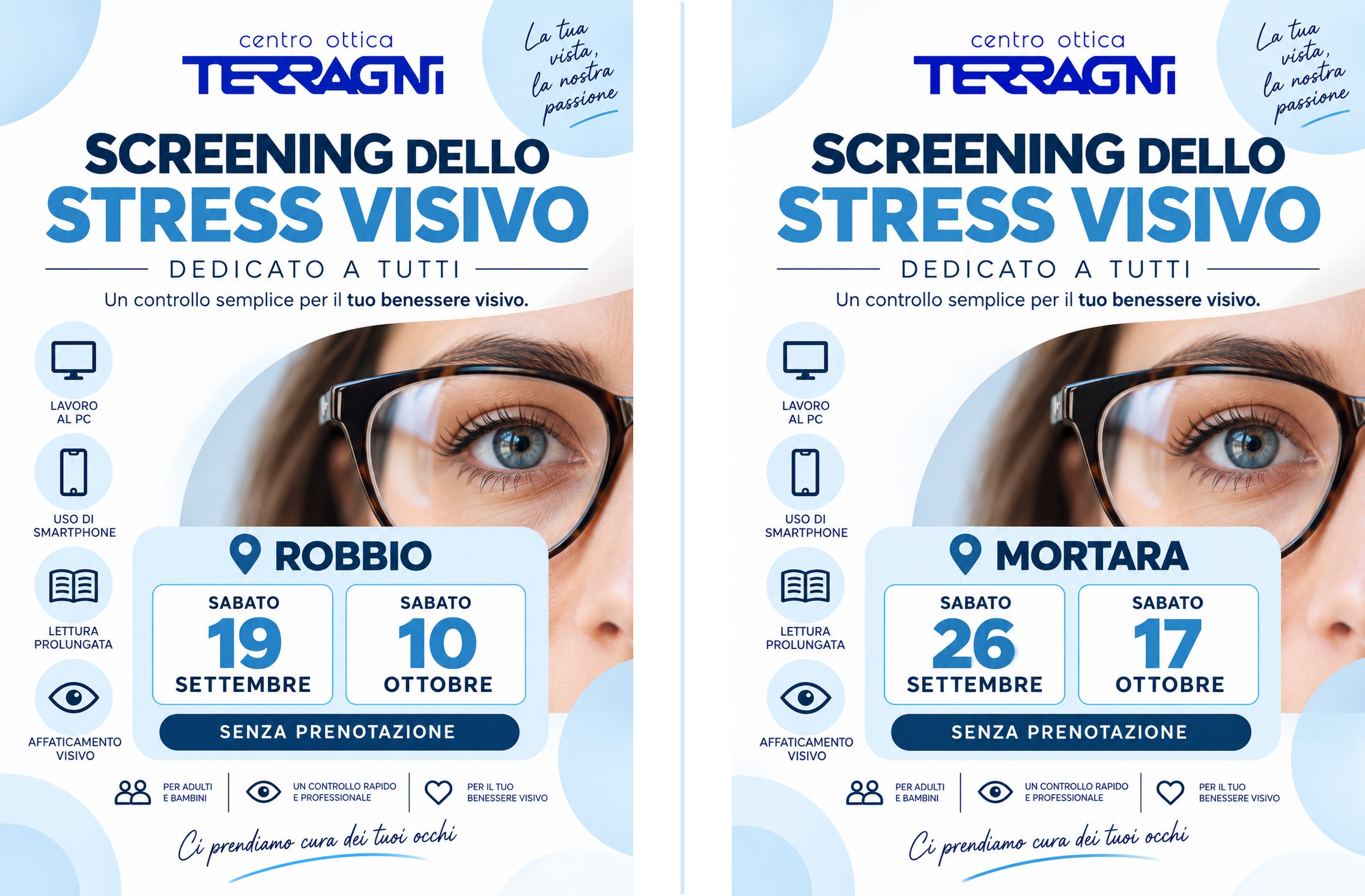 Evento Screening Stress Visivo a Robbio e Mortara